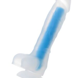 Censan Beyond Mavi Matt Glow Gece Parlayan Dildo, Silikon, Şeffaf, 18 cm