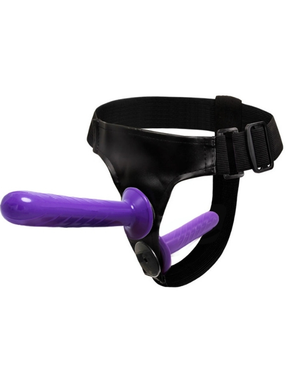 censan-mor-double-dong-titresimli-belden-baglamali-cift-tarafli-bisex-dildo-vibrator-1278540-3